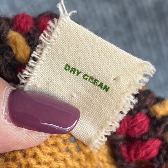 Sparrow Cardigan Womens Small Yellow Brown Lambswool Floral Longline Boho Floral - Picture 9 of 9